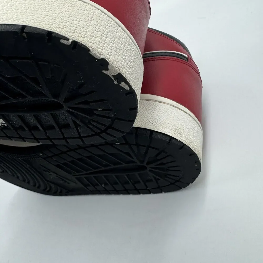 Nike Air Jordan 1 Mid Boy's Youth Size 6Y Black Fire Red White Shoes 554725-069